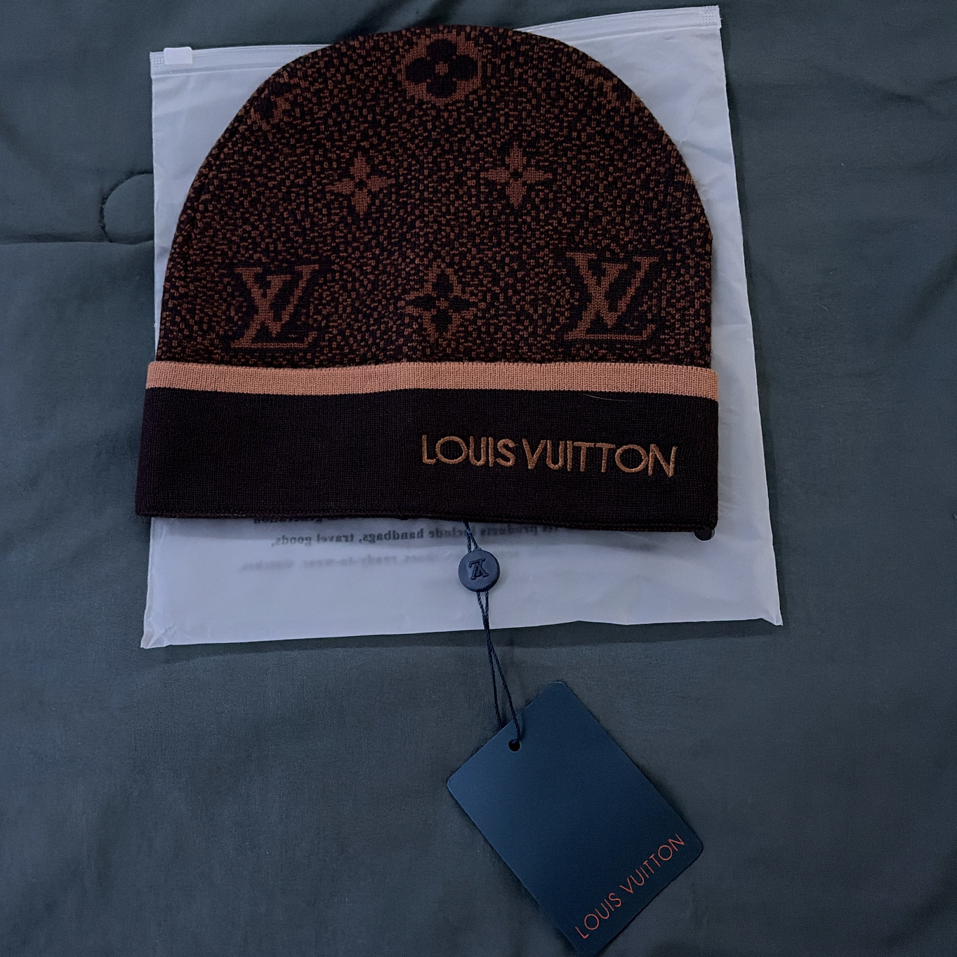 LV Monogram inspired beanies