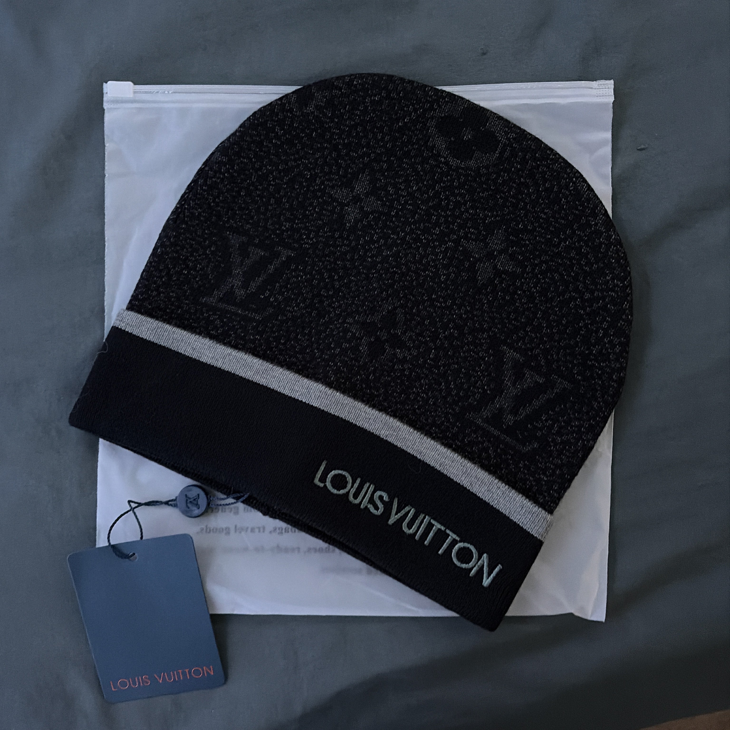 LV Monogram inspired beanies